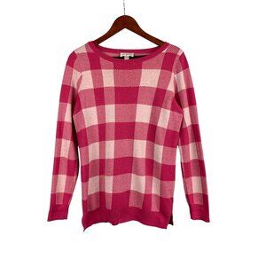 Belle By Kim Gravel Pink Plaid Sweater XS